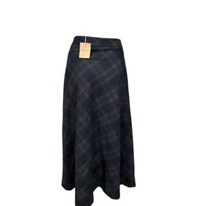 Boden Plaid Maxi Skirt Navy Green Pink A Line‎ Full Length Women US 16-18